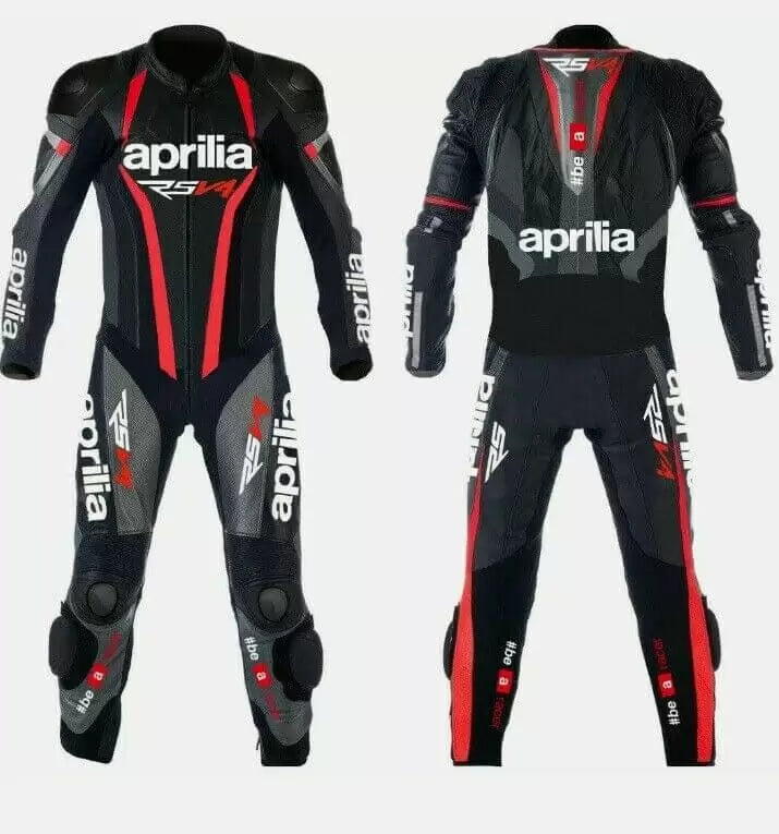 Aprilia RSV4 Motorcycle Black Leather Suit