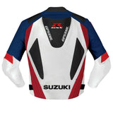 DAJ 0231 Suzuki GSXR White Motorcycle Racing Leather Jacket