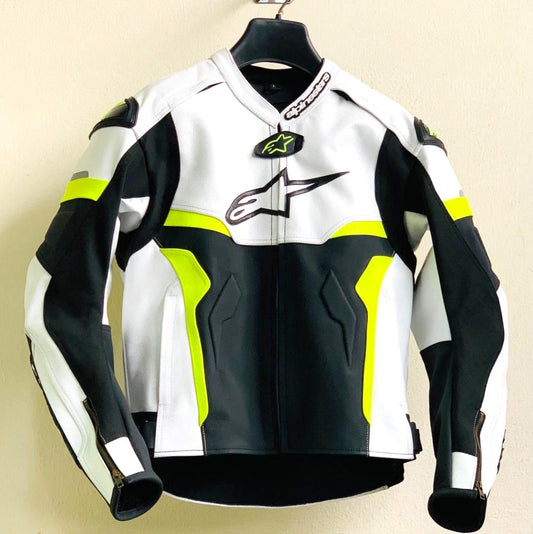 Damoto Celer Motorbike Leather Motorcycle Jacket Black/Yellow/White