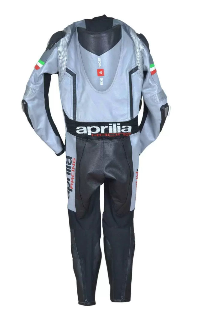 Aprilia Motorcycle Racing Black And Gray Leather Suit