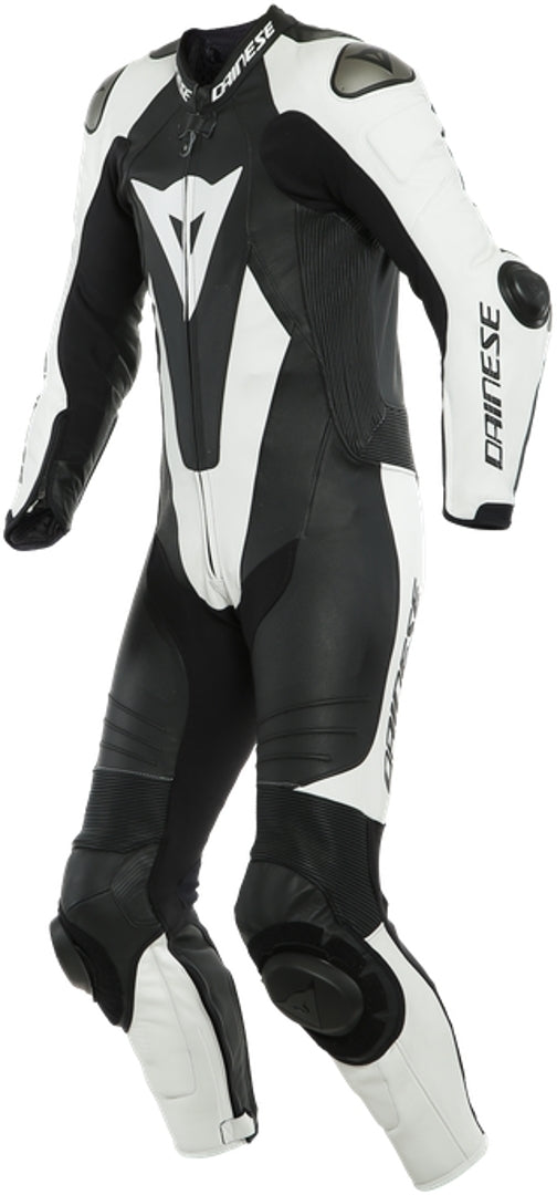 Laguna Seca 5 One Piece Perforated Motorcycle Leather Suit Black / White