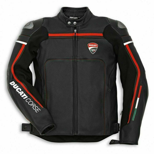 DAJ 0219 Ducati Corse Black Motorbike Leather Jacket