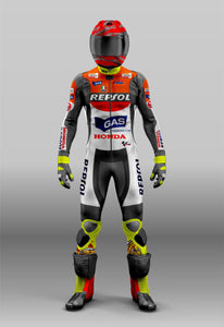 VR 46 Honda Repsol MotoGP Custom Design Leather Motorcycle Racing Protective Riding Gear And Full Kit - Gloves - Boots - Suit Available