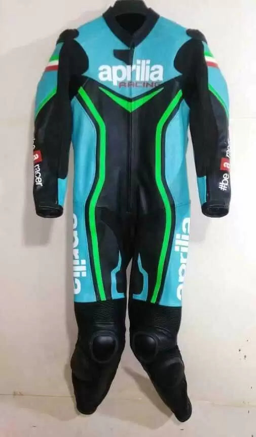 Aprilia Motorcycle Racing Black And Blue Leather Suit
