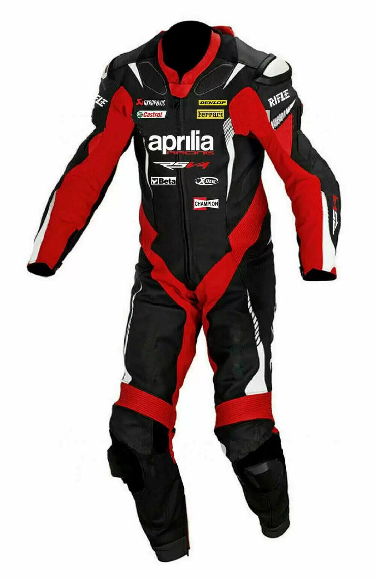 Aprilia Motorcycle Black And Red Racing Leather Suit
