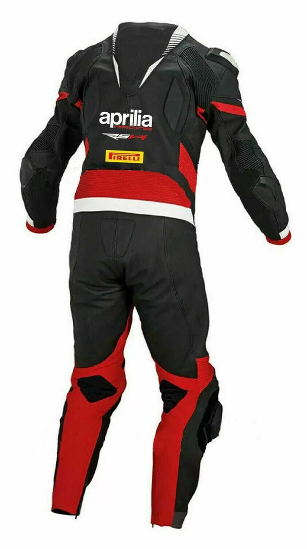 Aprilia Motorcycle Black And Red Racing Leather Suit