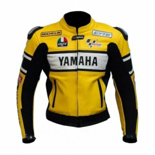 DAJ 0233 Yamaha R1 Yellow Motorbike Leather Racing Jacket