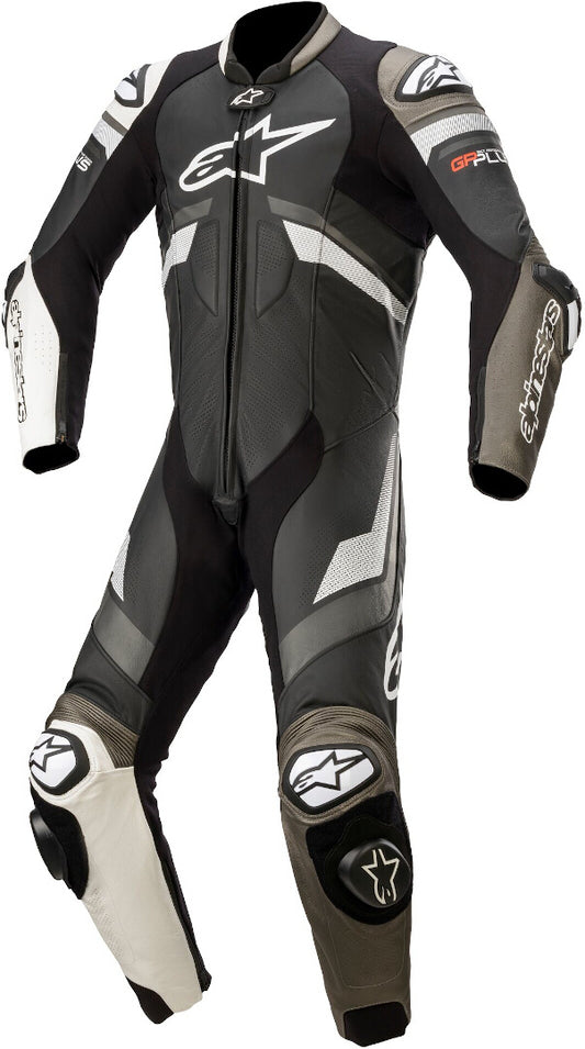 GP Plus V3 Replica One Piece Motorcycle Leather Suit Gray / Black / White