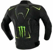 DAJ 0225  Monster Energy Motorcycle Black Leather Racer Jacket
