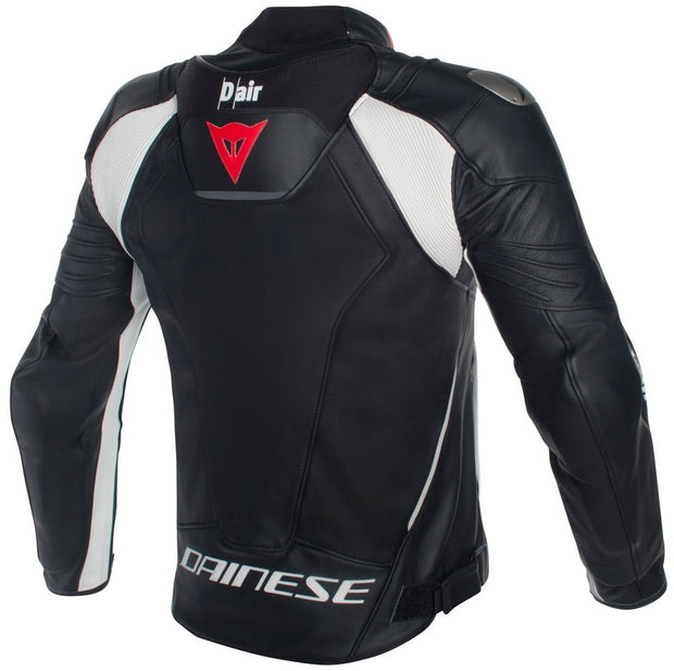 Misano Perforated Motorcycle Leather Jacket Black / White