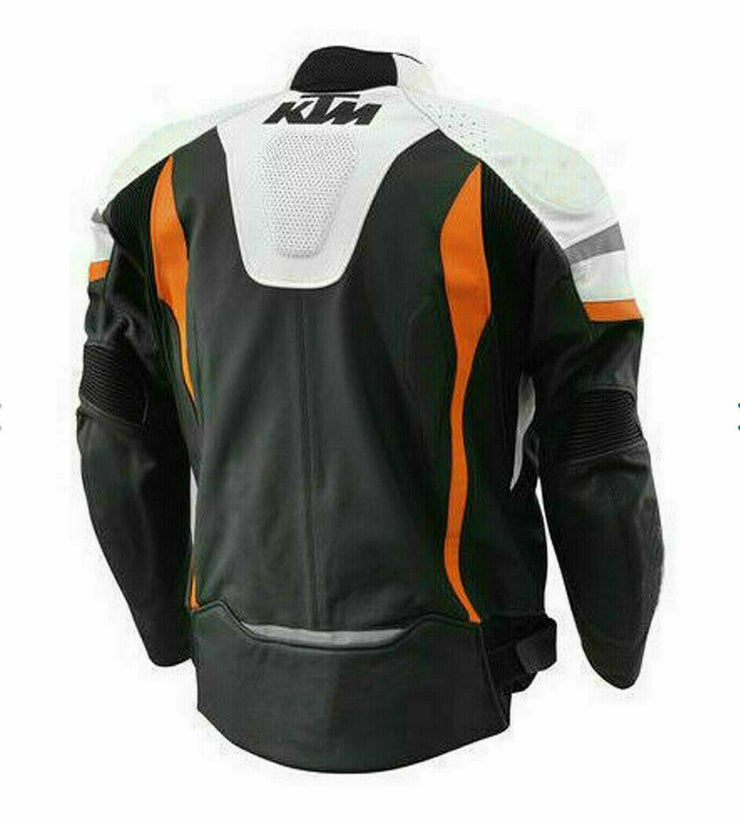 DAJ 0237 KTM Black Orange Motorcycle Leather Racing Jacket