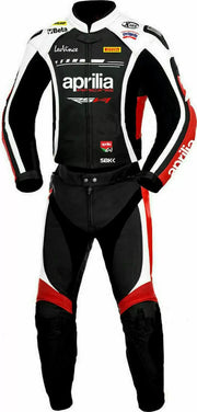 Aprilia RSV4 Motorcycle Racing Black Leather Suit