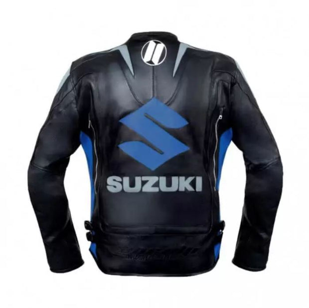 Suzuki Motorcycle Racing Black Leather Jacket