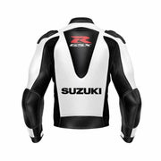 White Black Suzuki GSXR Motorcycle Leather Jacket