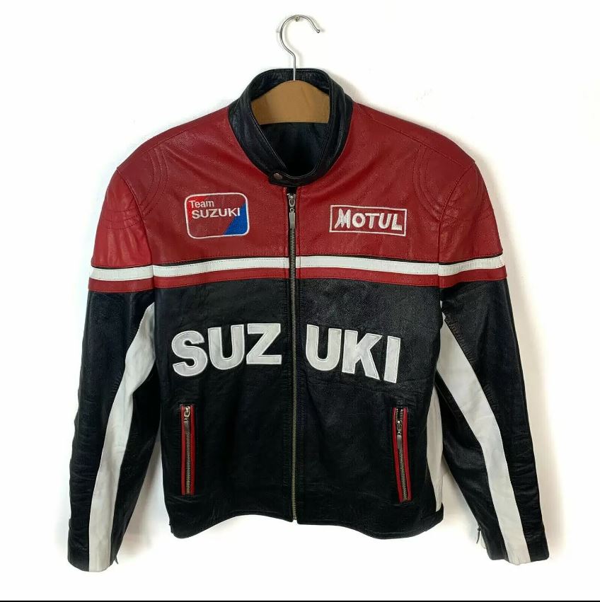 Suzuki Team Motul Motorcycle Racing Leather Jacket