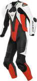 Laguna Seca 5 One Piece Perforated Motorcycle Leather Suit Black / White / Red