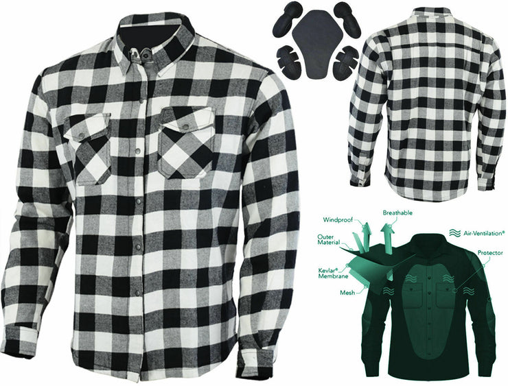 DAT 02 Motorcycle Flannel Lumberjack Shirt Made with Dupont™Kevlar® CE Armour