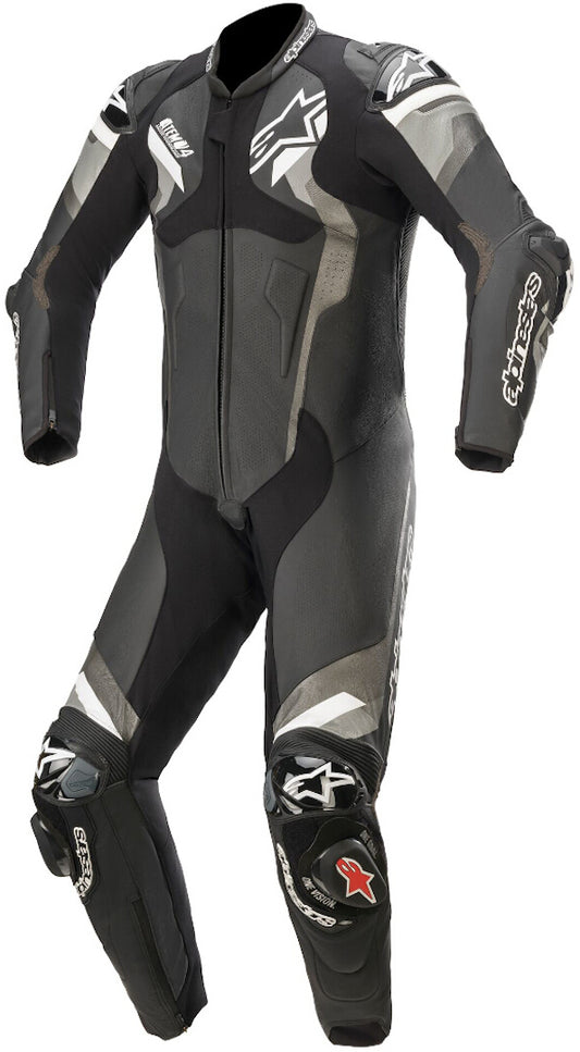 Atem V4 One Piece Motorcycle Leather Suit Black / White / Grey