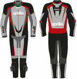 Gray Black Aprilia Motorcycle Racing Leather Suit