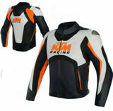 DAJ 0238 KTM Black Orange Motorcycle Leather Racing Jacket