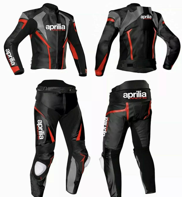 Aprilia Motorcycle Racing Black And Red Leather Suit