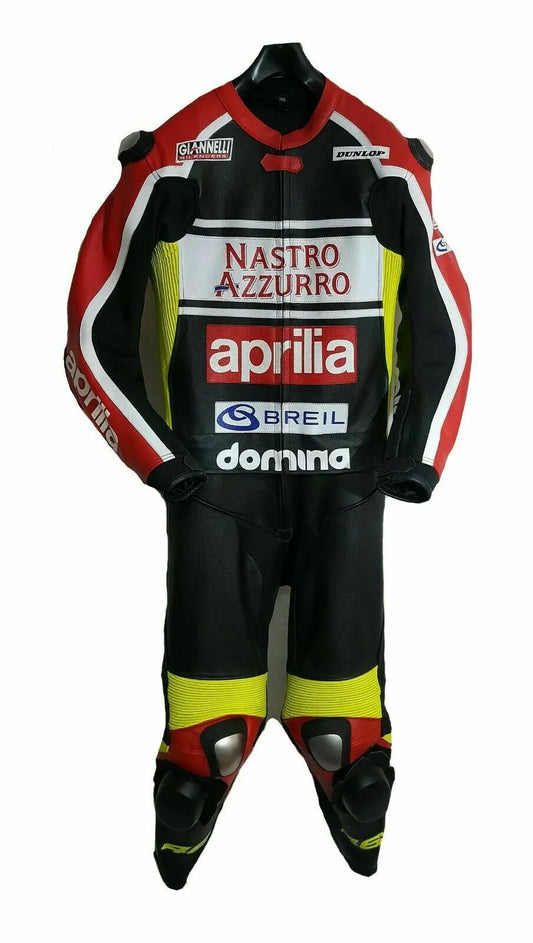 Aprilia Black Motorbike Racing Leather Suit