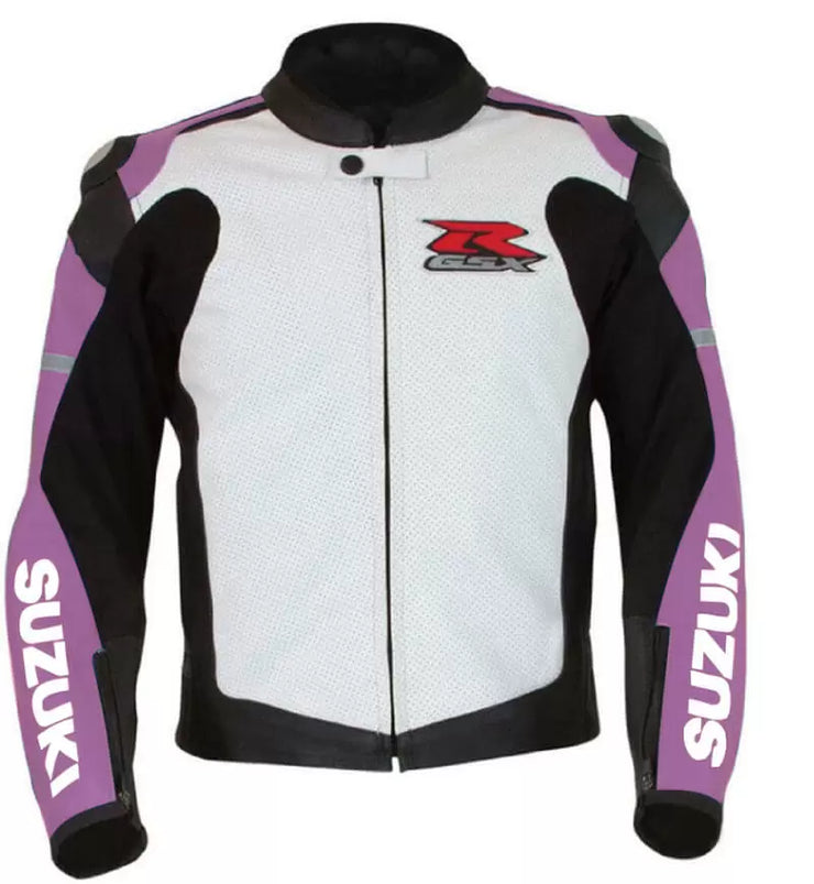 Suzuki GSXR Purple and White Motorcycle Jacket