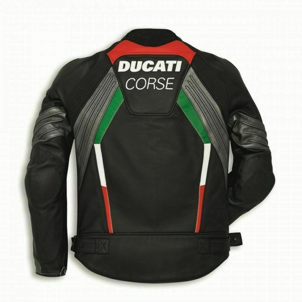 DAJ 0220 Ducati Corse Black Gray Motorbike Leather Jacket