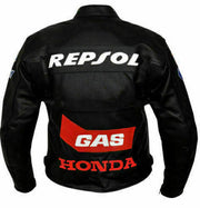DAJ 0224 Honda Repsol Black Motorcycle Racing Leather Jacket