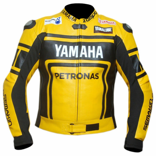 DAJ 0234 Yamaha R1 Yellow Motorcycle Leather Racing Jacket
