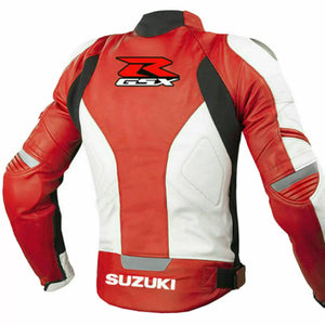 Suzuki GSXR Red and White Motorcycle Racing Jacket