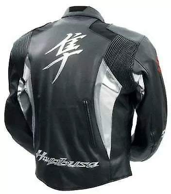 Grey Suzuki Hayabusa Motorcycle Leather Racing Jacket