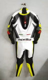 Aprilia White And Black Motorcycle Racing Leather Suit