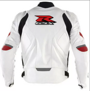 GSXR Suzuki Motorcycle White Leather Jacket