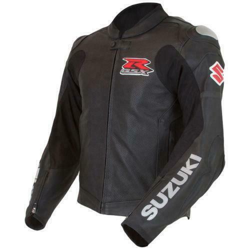 DAJ 0228 Suzuki Black GSXR Motorcycle Racing Leather Jacket