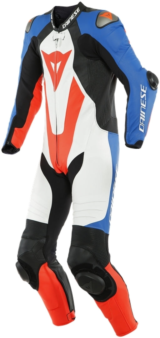 Laguna Seca 5 One Piece Perforated Motorcycle Leather Suit White / Black / Blue