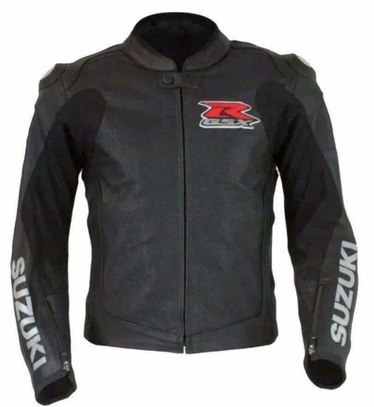 DAJ 0228 Suzuki Black GSXR Motorcycle Racing Leather Jacket