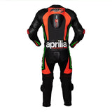 Aprilia Motorcycle Racing Black And Orange Leather Suit