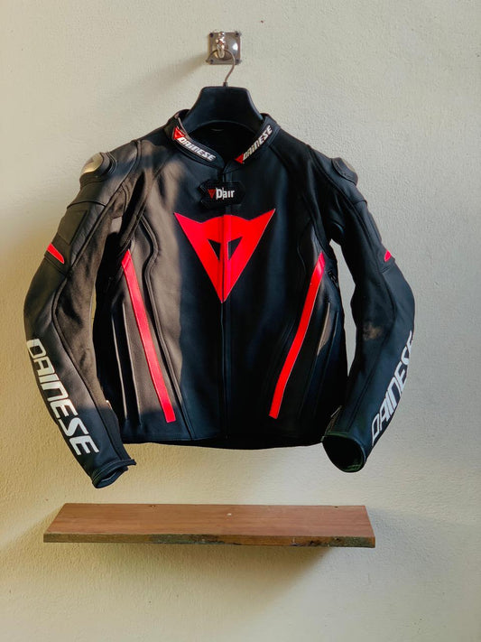 Black Red Laguna Seca 4 Motorcycle Racing Leather Jacket front back