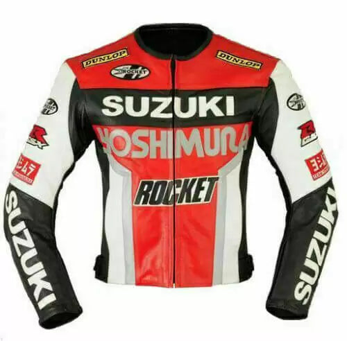 Suzuki GSXR Orange White Motorcycle Racing Jacket 1