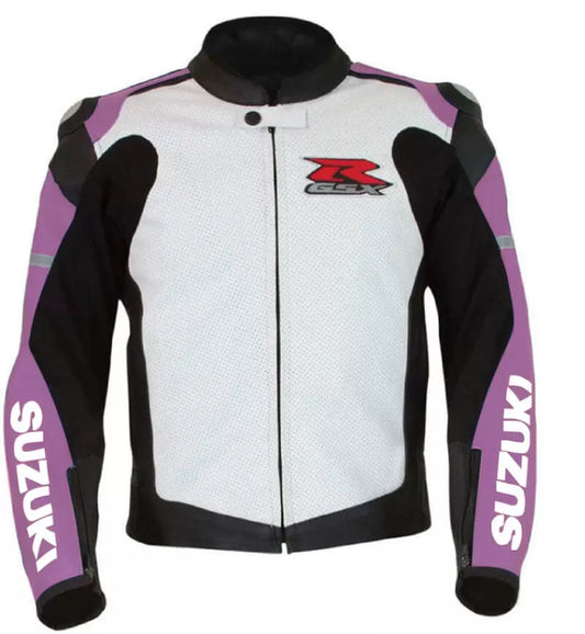 Suzuki GSXR Purple and White Motorcycle Jacket 1