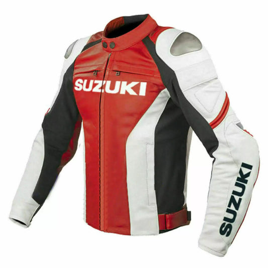 Suzuki GSXR Red and White Motorcycle Racing Jacket 1