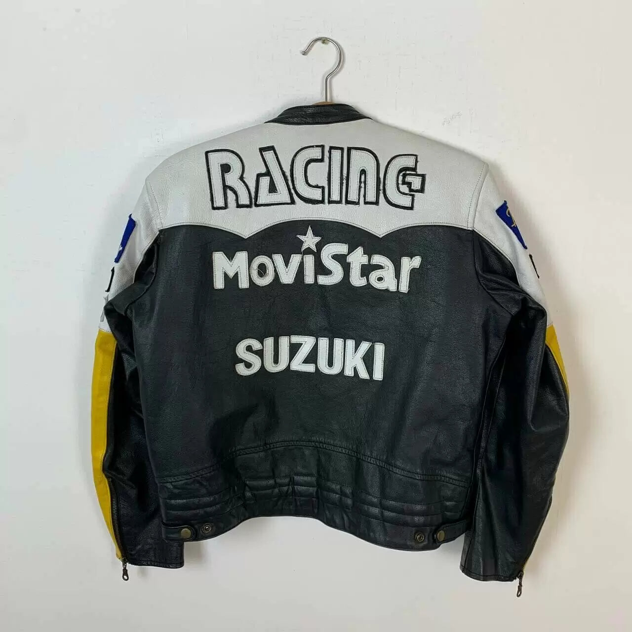Suzuki Motorcycle Black And Yellow Leather Jacket 1 2