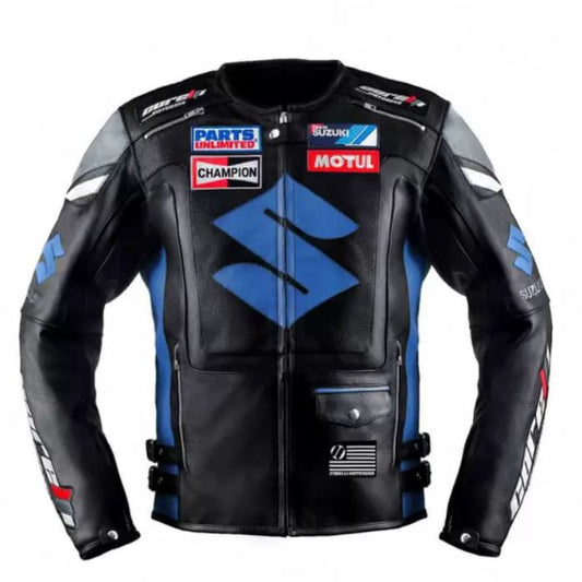 Suzuki Motorcycle Racing Black Leather Jacket 1