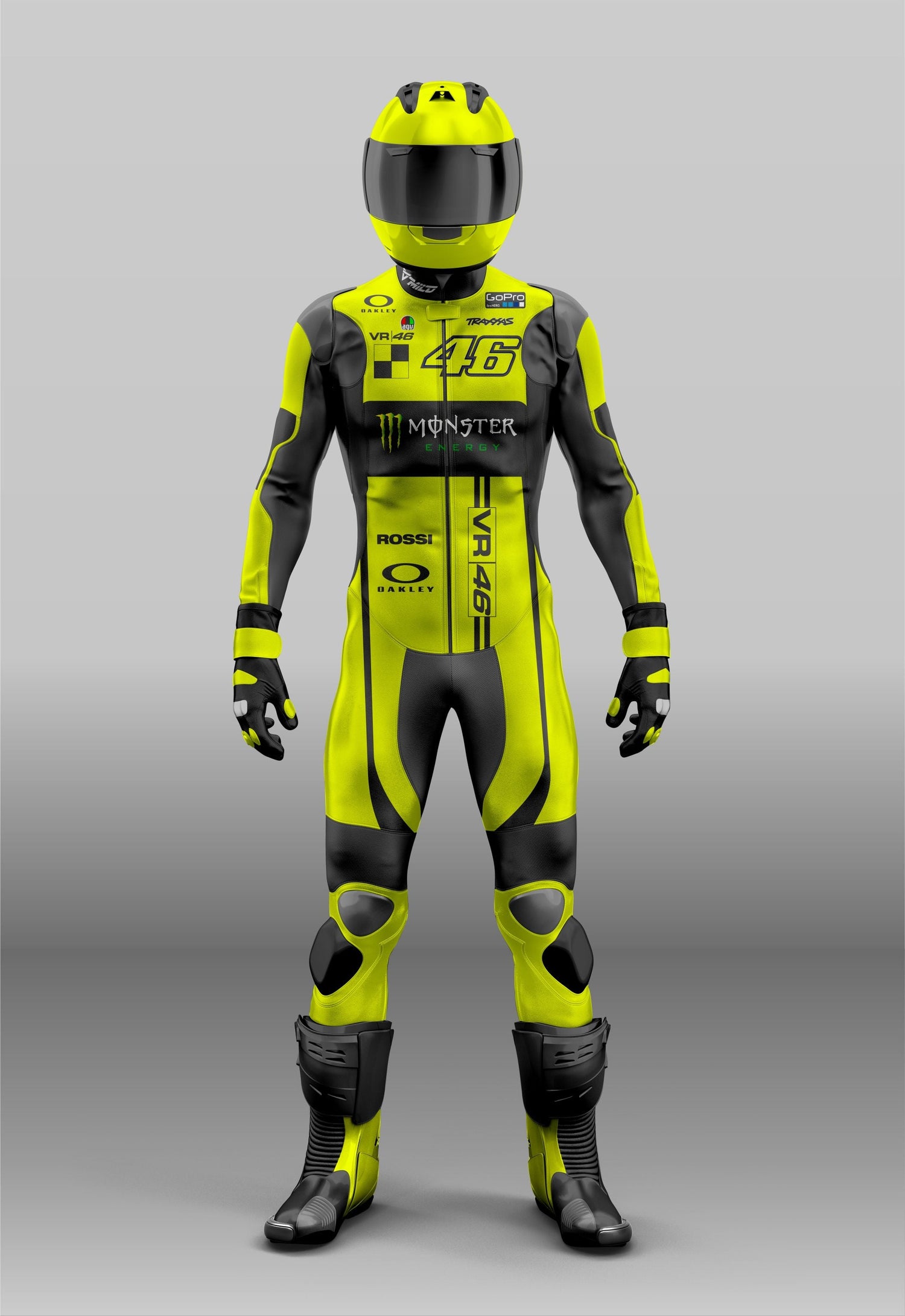 motogp gear VR-46 Monster Energy Custom Design MotoGP Motorcycle Leather Protectiv – DAMOTOGEAR
