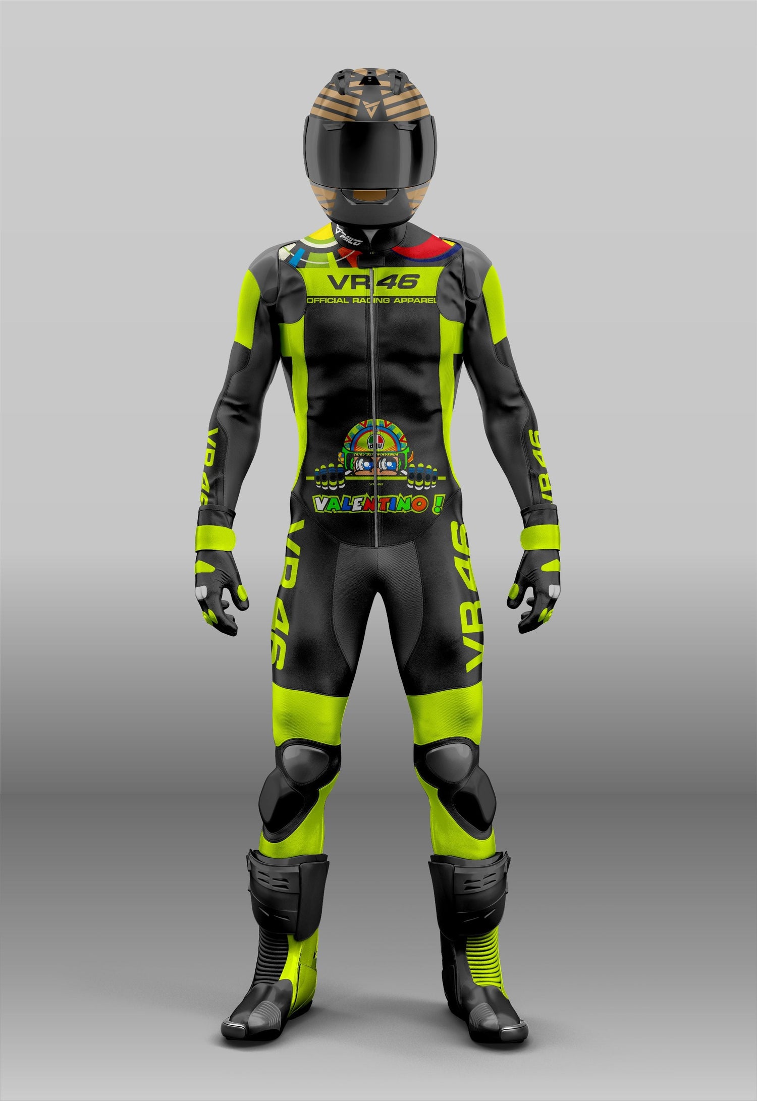 VR 46 Custom Design MotoGP Leather Motorcycle Racing Suit - Protective Motorbike CE Certified Suit 1