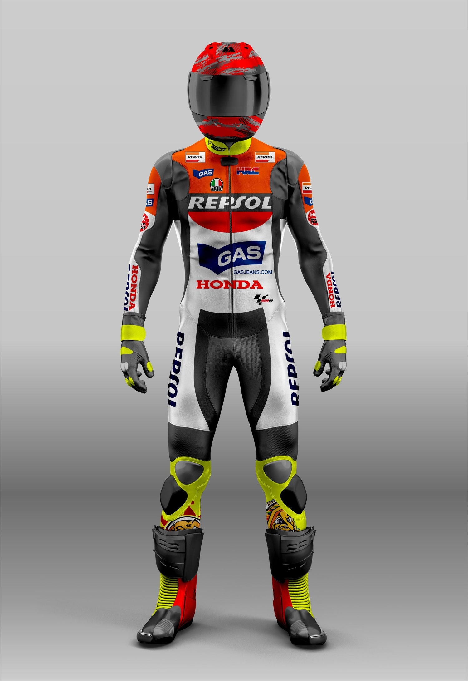 motogp gear VR 46 Honda Repsol MotoGP Custom Design Leather Motorcycle Racing Prot – DAMOTOGEAR