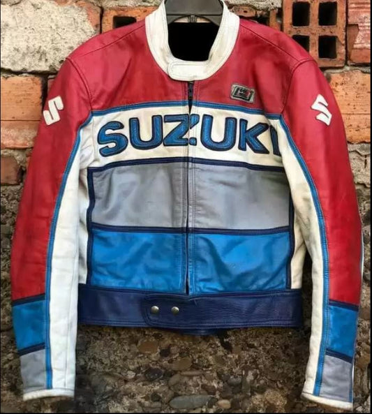 Vintage Suzuki Motorcycle Racing Leather Jacket 1