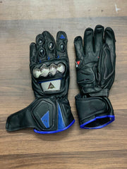 Black Blue Super Speed D1 Motorcycle Leather Suit Two Piece / Metal D1 Gloves / D1 Boots