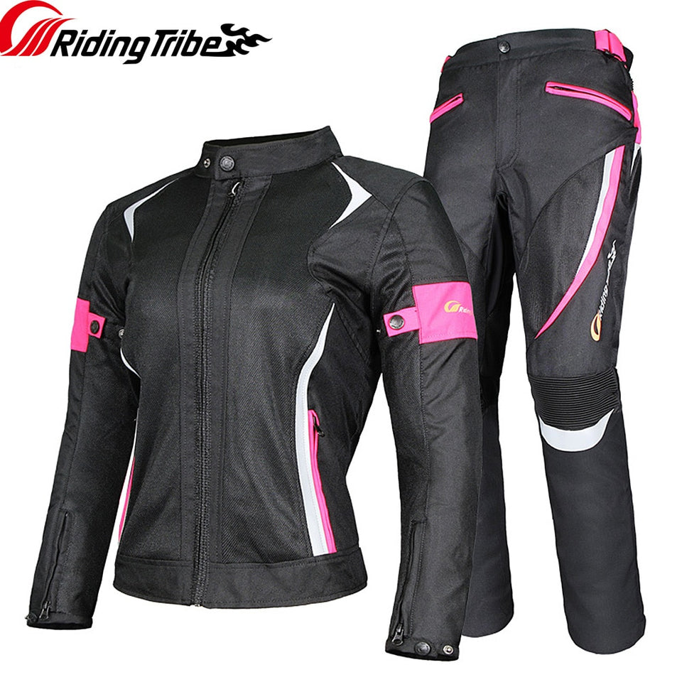 Women Motorcycle Jacket Summer Lady Coat Riding Raincoat Motorbike Safety Suit with Protective Pads and Waterproof Liner JK-52